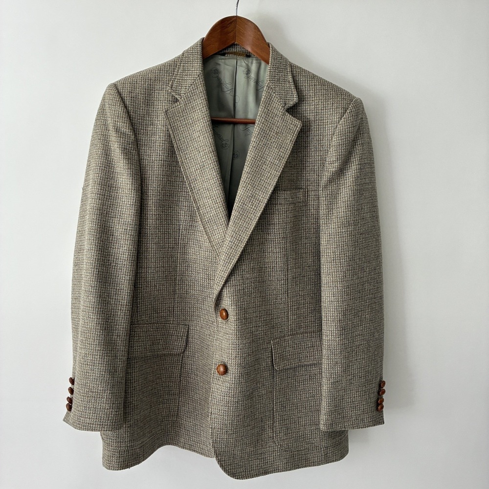 VTG Imperial By Haggar Sport Coat 44L Fits Slim 40L Brown Tweed Wool Blazer USA